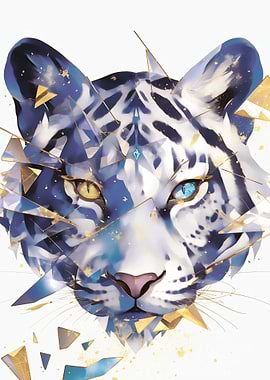 Abstract Tiger Portrait with Geometric Accents