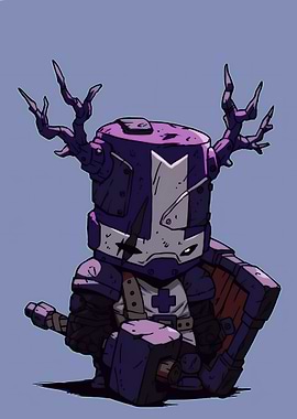 Stylized Purple Knight with Hammer and Shield