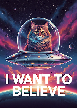 Space Cat in UFO I Want to Believe
