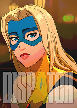 Blonde Superheroine with Blue Mask