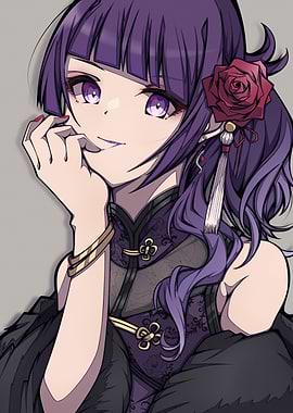 Elegant Anime Girl with Rose