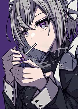 Anime Girl Smoking Cigarette