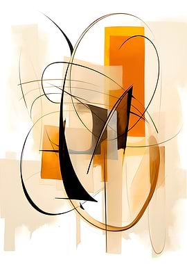 Abstract Shapes in Orange and Black