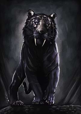 Dark Sabertooth Tiger Illustration