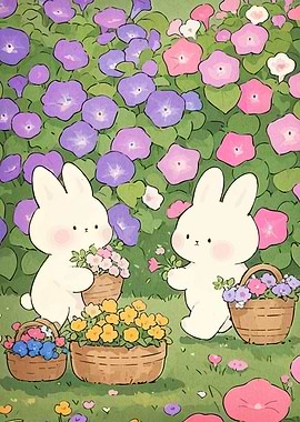 Bunnies Flower Garden