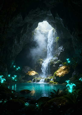 Mystical Cave Waterfall