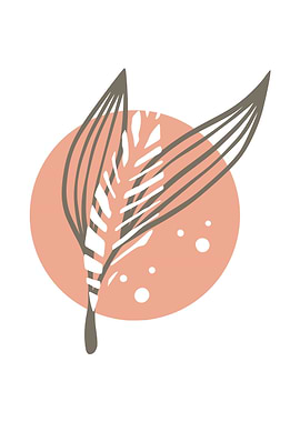 Minimalist Leaf Design on Peach Circle