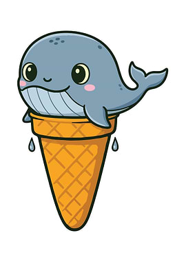 Cartoon Whale Ice Cream Cone