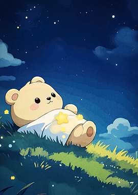 Teddy Bear Starry Night Sky