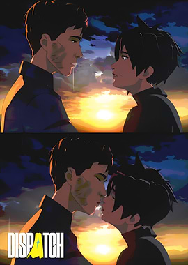 Animated Couple at Sunset