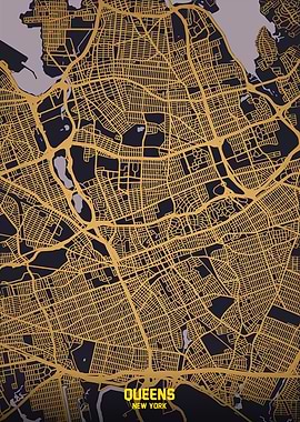 Queens, New York City Map Art
