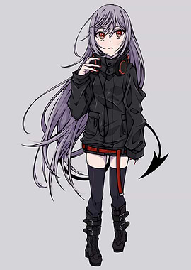 Anime Girl with Devil Tail