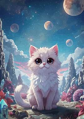 Fantasy Cat Lunar Landscape