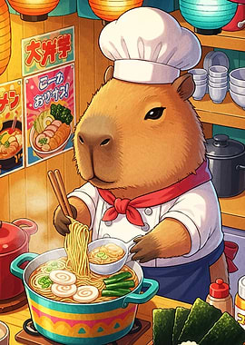 Capybara Chef Cooking Ramen