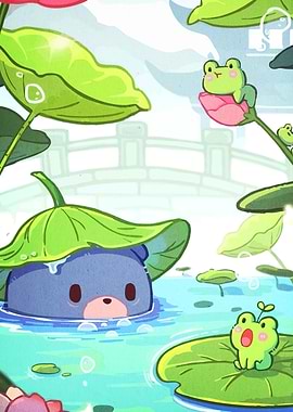 Bear and Frogs Lily Pond