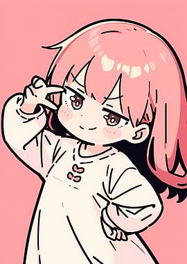 Cute Anime Girl with Pink Hair