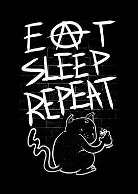 Eat Sleep Repeat Cat Graffiti