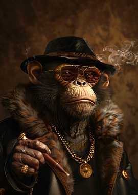 Chimpanzee in Gangster Outfit
