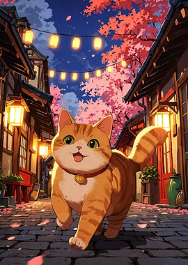 Happy Cat Japanese Street