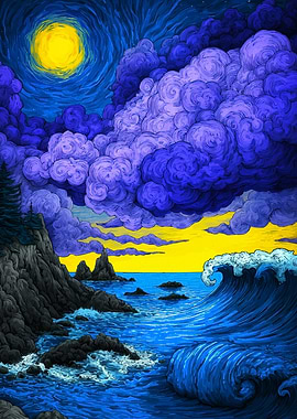 Coastal Landscape Waves Clouds