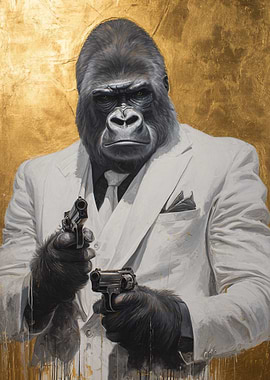 Gorilla in Suit with Guns
