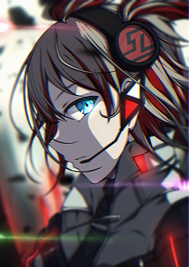 Anime Girl with Headphones and Mic