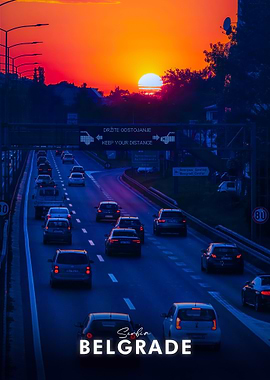 Belgrade Serbia Highway Sunset