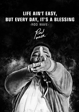 Rod Wave Black and White Portrait