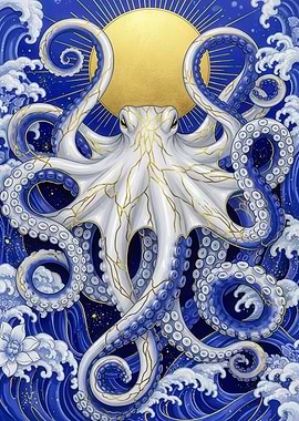 Octopus with Golden Sun