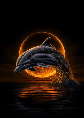 Dolphin leaping fiery