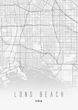 Long Beach, USA - Minimalist Urban Poster, Contemporary Art Print