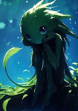 Cute Green Forest Spirit Creature