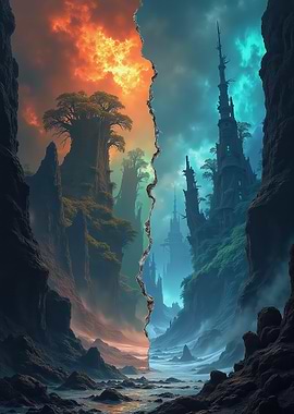 Dual Landscape: Fire and Ice