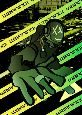 Warning Tape Figure with Headphones