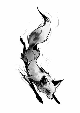 Monochrome Fox Illustration