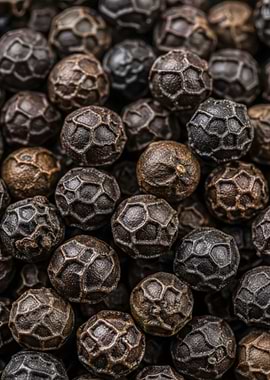 Macro Shot of Black Peppercorns