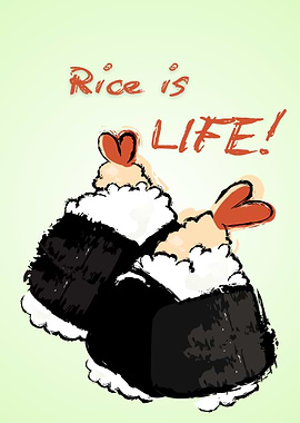 Rice is Life Onigiri Illustration