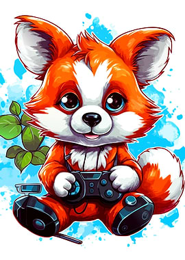 Cartoon Fox Gamer