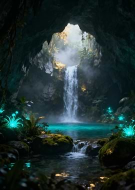 Mystical Cave Waterfall