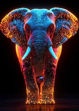 Glowing Elephant Digital Art