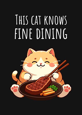 Cat knows fine dining illustration