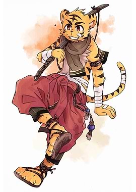 Anthropomorphic Tiger Warrior with Staff