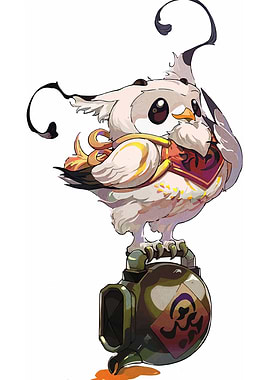 Stylized Owl Perched on Potion Bottle