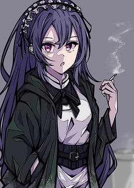Anime Girl Smoking Cigarette
