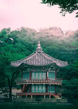 Korean Pagoda in Lush Greenery