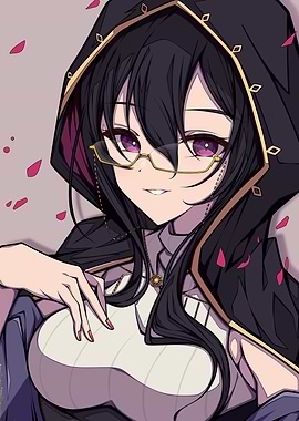 Anime Girl with Glasses and Hood