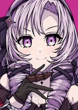 Anime Girl with Purple Hair and Eyes