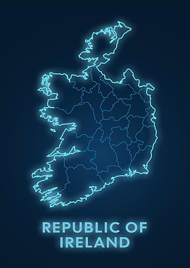 Republic of Ireland Neon Map