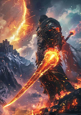 Fiery Knight Sword and Castle