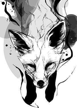 Monochrome Fox Illustration